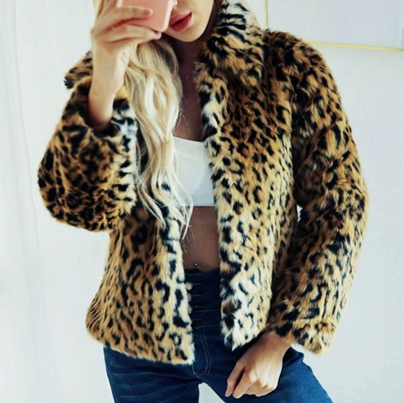 Boutique Jackets & Blazers - New Leopard Print Faux Fur Jacket